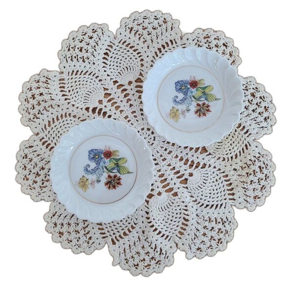 Signed F. Haviland Limoges France Cathay 5" Swirled Nut Coaster Tidbit Dish Set - Picture 1 of 16